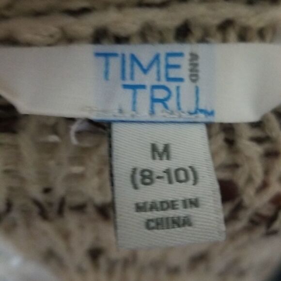 Time & Tru White and Black Cardigan Sweater Sz Medium - Picture 8 of 8